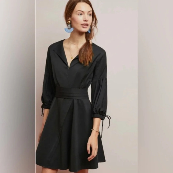 Anthropologie Hailee C Pilcher Black Classic Tuxedo Dress Size M - Picture 2 of 13